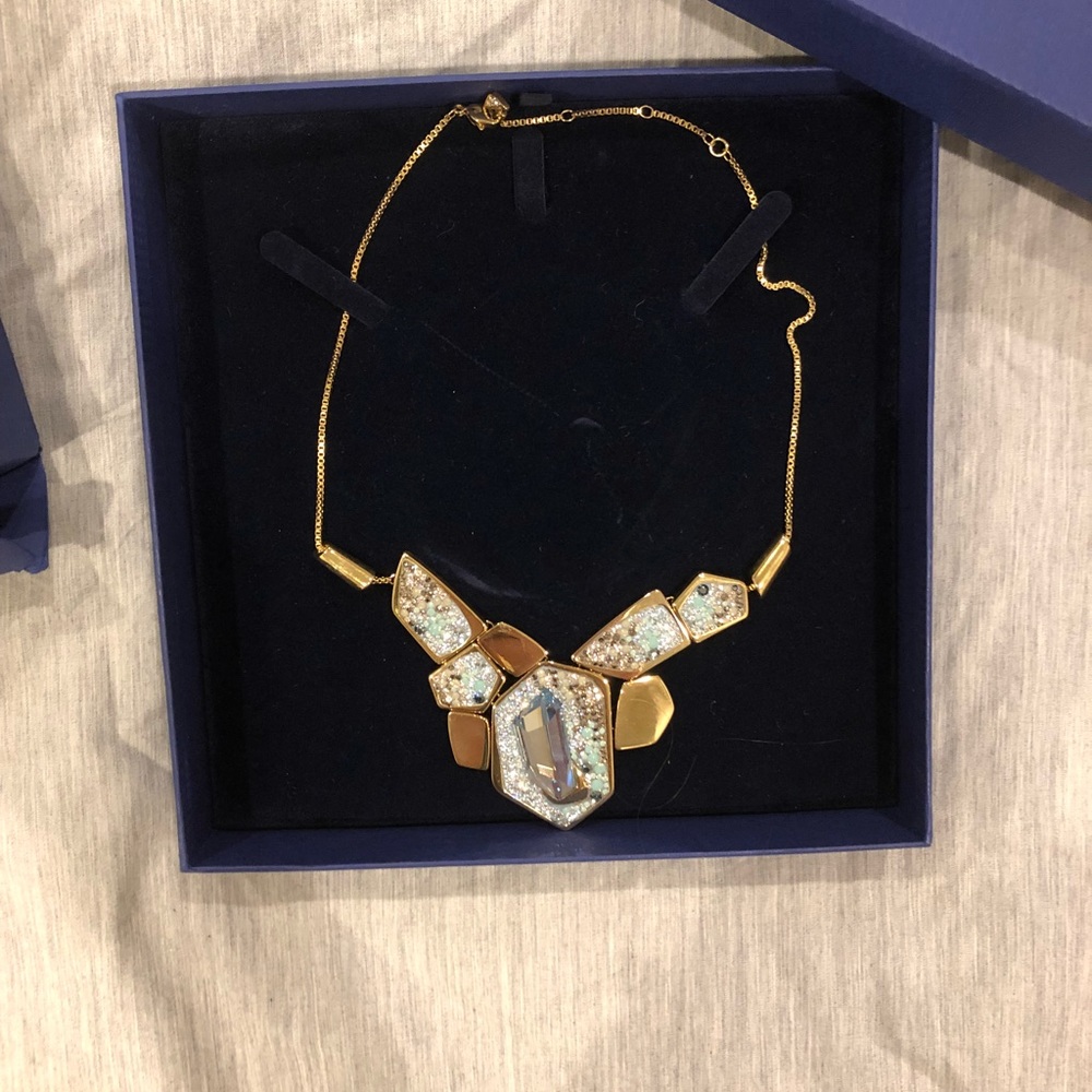 NWT rare Swarovski necklace - blue and gold
